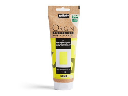 Origin Acrylics High Viscosity acrylic paint - Pébéo - 01, Lemon Cadmium Yellow Hue, 120 ml