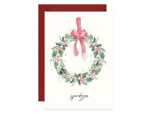 Greeting card - Paperwords - Holly wreath, A6