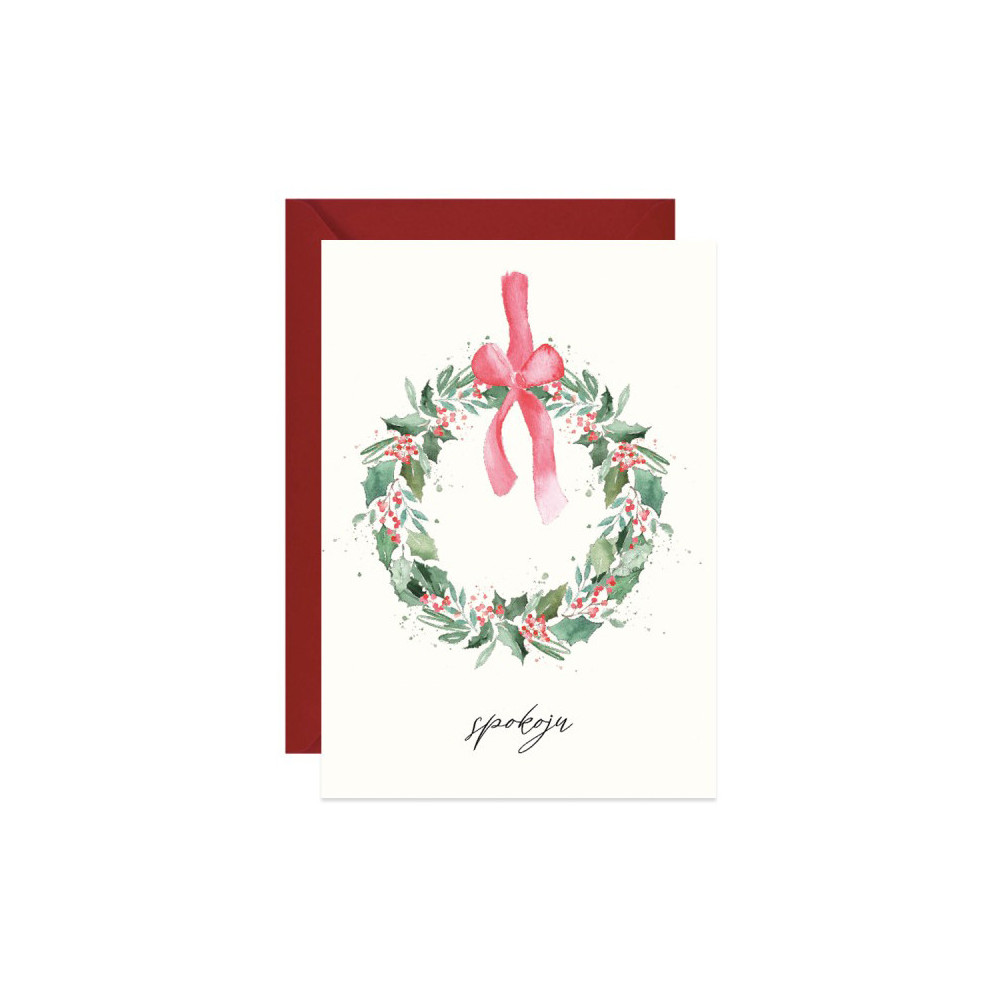 Greeting card - Paperwords - Holly wreath, A6