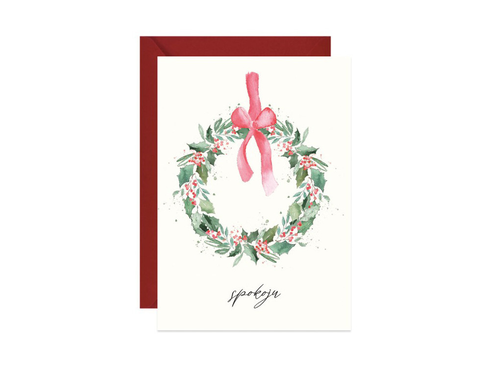 Greeting card - Paperwords - Holly wreath, A6