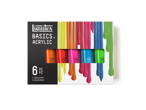 Set of Basics Acrylic paints - Liquitex - fluorescent, 6 colors x 118 ml