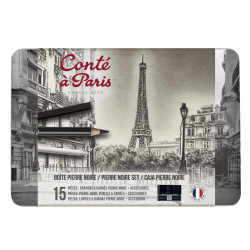 Set of pencils and charcoals with accessories - Conté à Paris - 15 pcs.