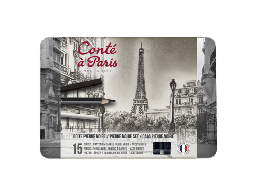 Set of pencils and charcoals with accessories - Conté à Paris - 15 pcs.