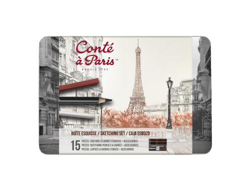 Set of pencils and carres with accessories - Conté à Paris - 15 pcs.