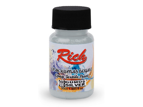 Farba do tkanin Metallic - Rich - Silver, 50 ml