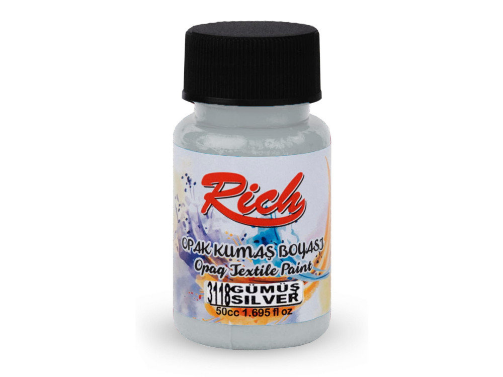Fabric paint Metallic - Rich - Silver, 50 ml