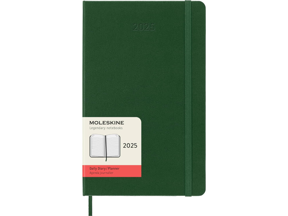 Kalendarz dzienny 2025 - Moleskine - Myrtle Green, twarda okładka, L