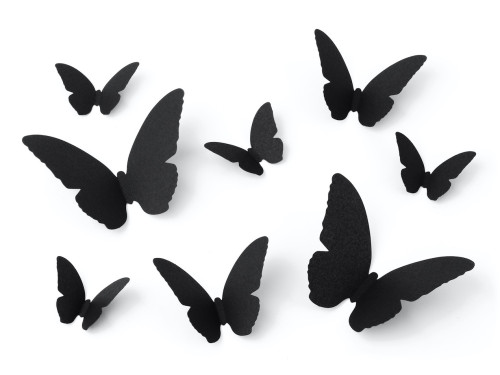 Halloween decoration paper moths - black, 6-12 cm, 30 pcs.