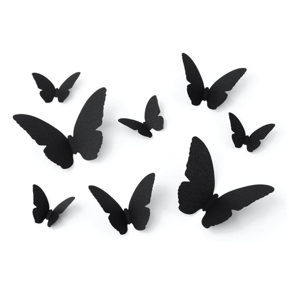 Halloween decoration paper moths - black, 6-12 cm, 30 pcs.