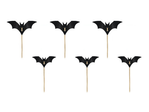 Halloween cupcakes decorations Bats - black, 6 pcs.