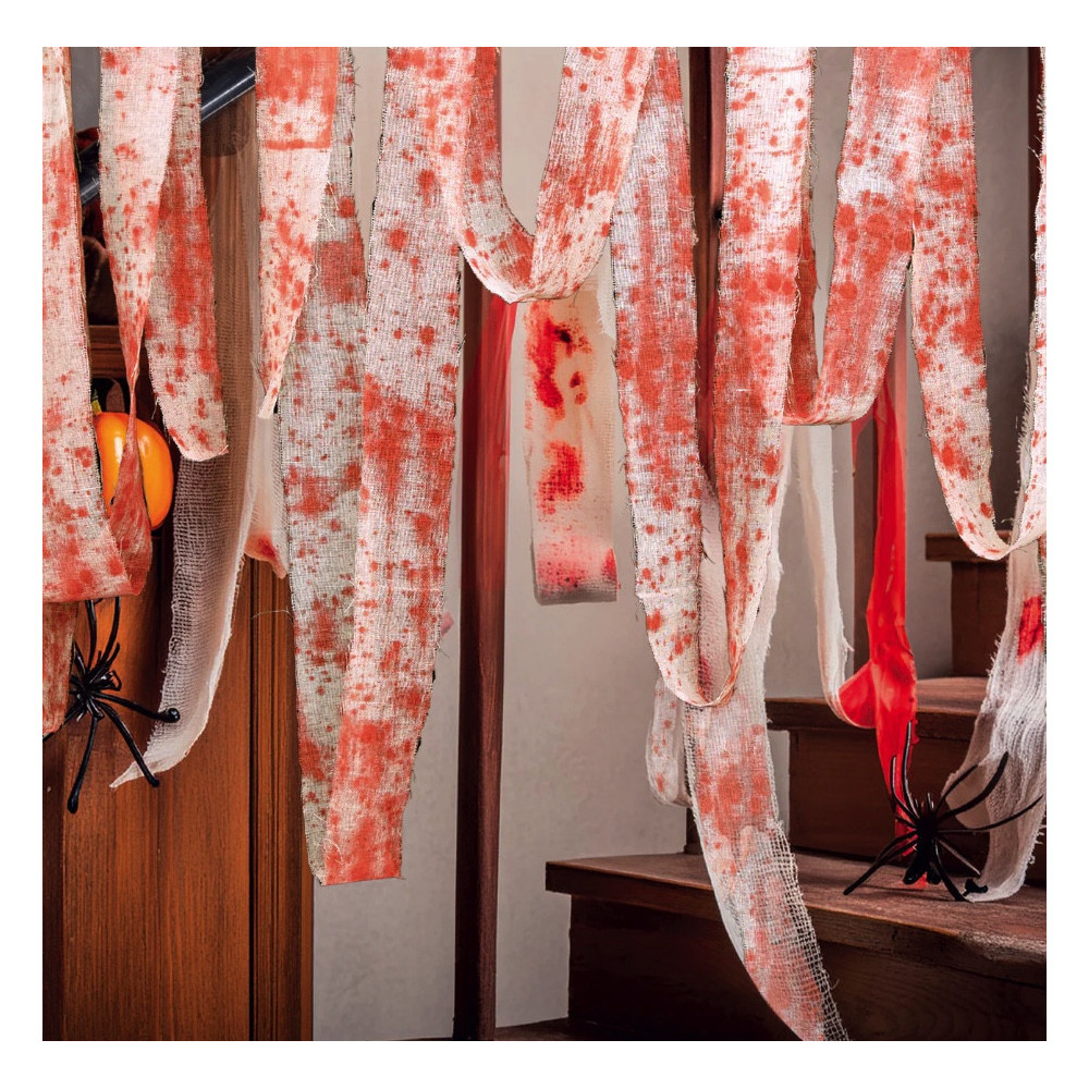 Dekoracja halloweenowa Zakrwawiony Bandaż - 8 cm x 10 m