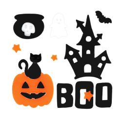 Gel window stickers Boo - black, 10 pcs.