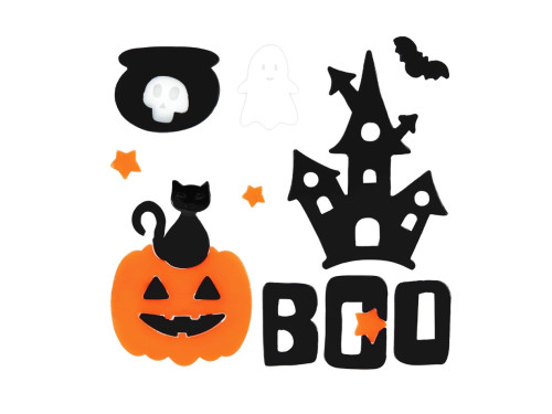 Naklejki żelowe na szybę Boo - czarne, 10 szt.