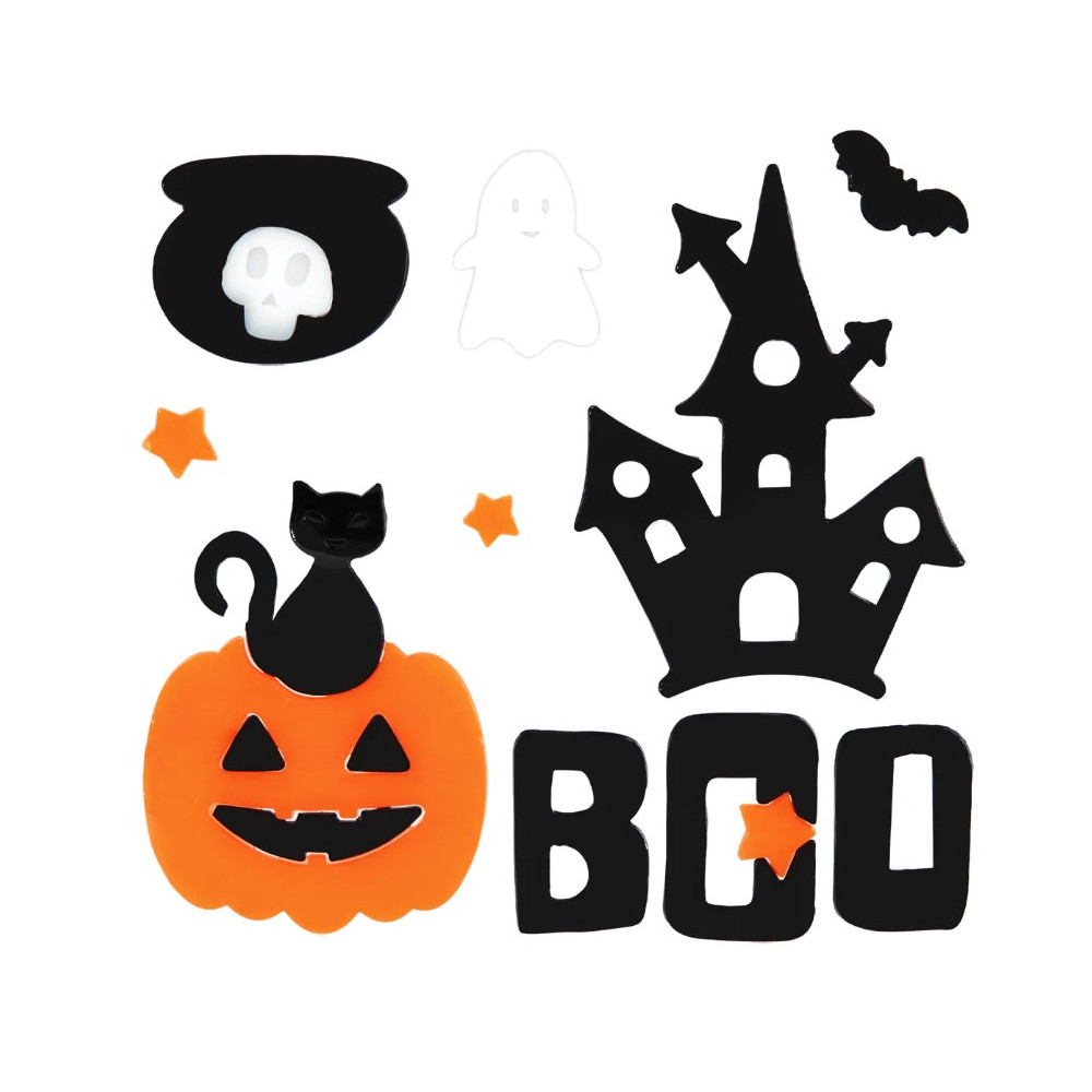 Gel window stickers Boo - black, 10 pcs.