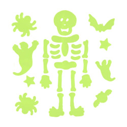 Fluorescent gel window stickers Skeleton - 27 pcs.