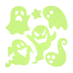 Fluorescent gel window stickers Ghosts - 6 pcs.