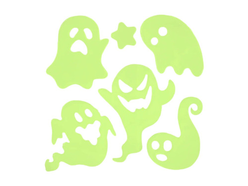 Fluorescent gel window stickers Ghosts - 6 pcs.