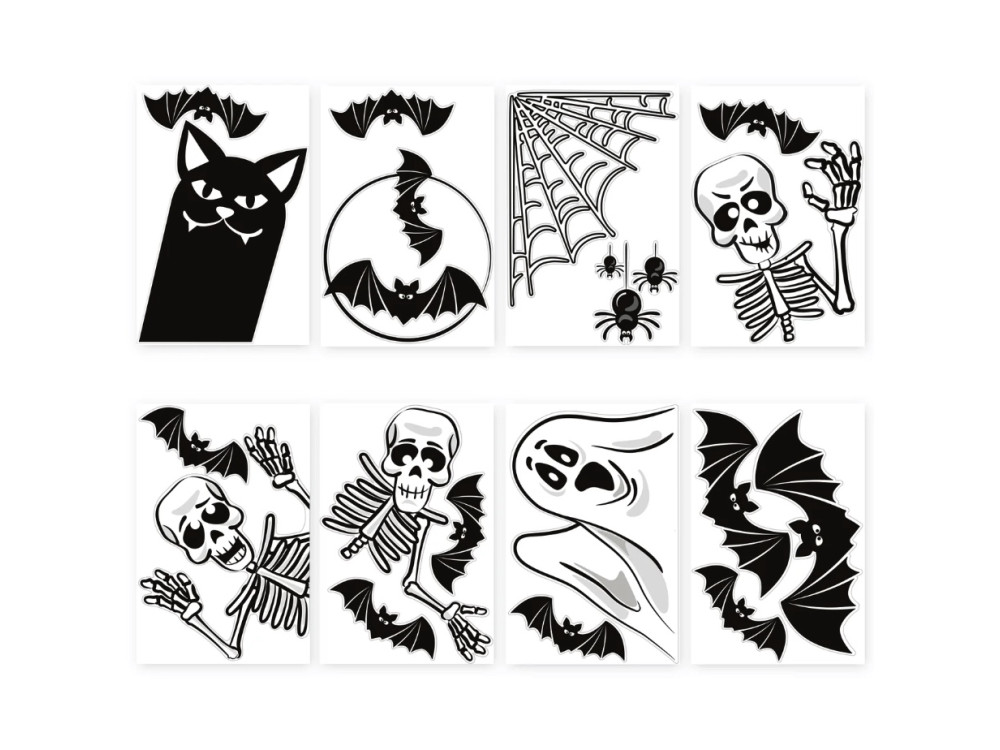 Foil window stickers Halloween - white, 20 pcs.