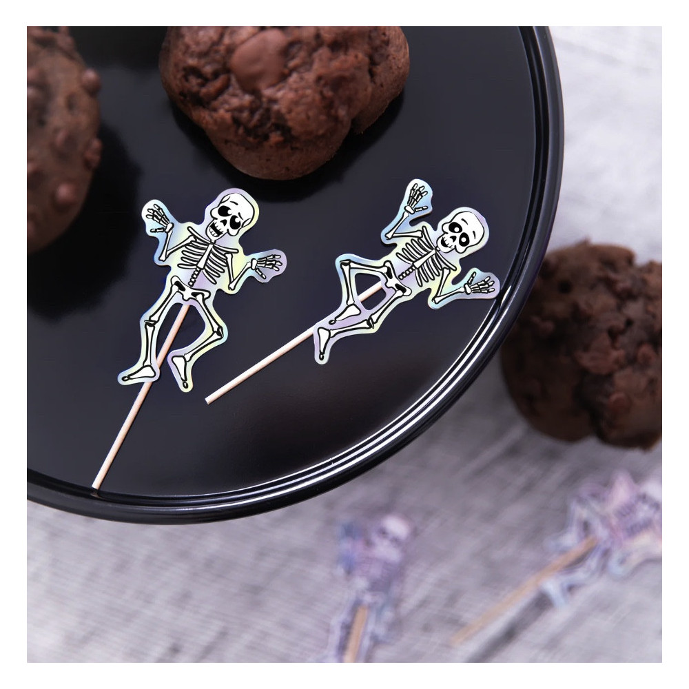 Halloween cupcakes decorations Skeletons - opalescent, 6 pcs.