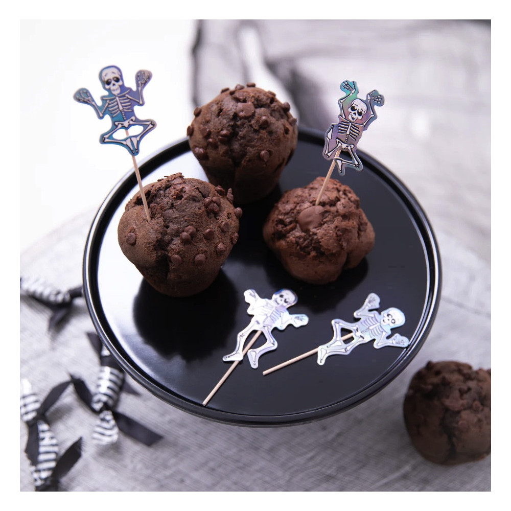 Toppery do muffinek Szkielety - opalizujące, 6 szt.