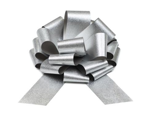 Bow decoration DIY - silver, 30 cm