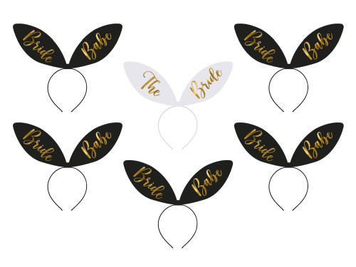 Bride Squad headbands - black, 6 pcs.