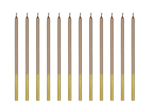 Birthday candles - pink gold, 14 cm, 12 pcs.