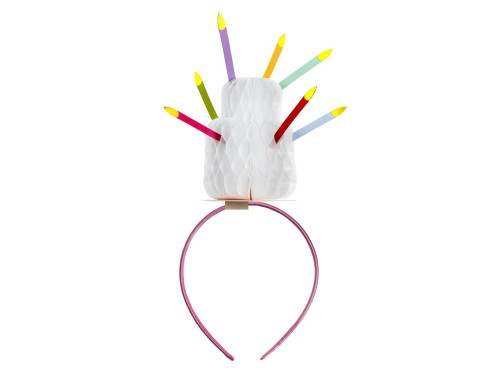 Headband Birthday cake with candles - pink