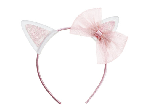 Headband Cat ears with a bow - pink