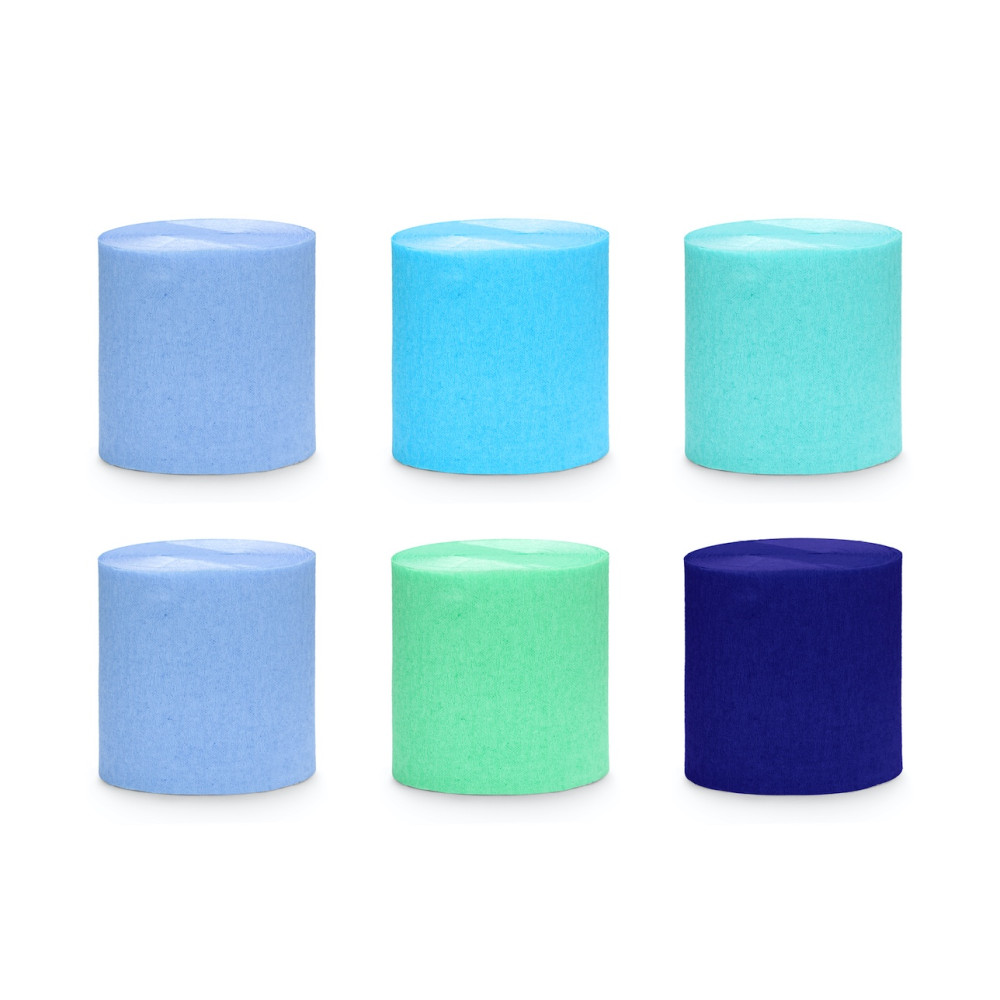 Italian crepe paper - blue-green, 5 cm x 10 m, 6 pcs.