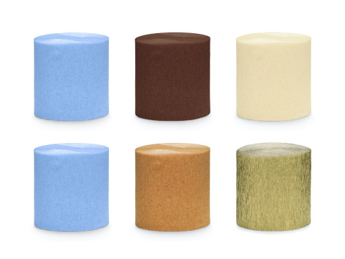 Italian crepe paper - blue-brown, 5 cm x 10 m, 6 pcs.