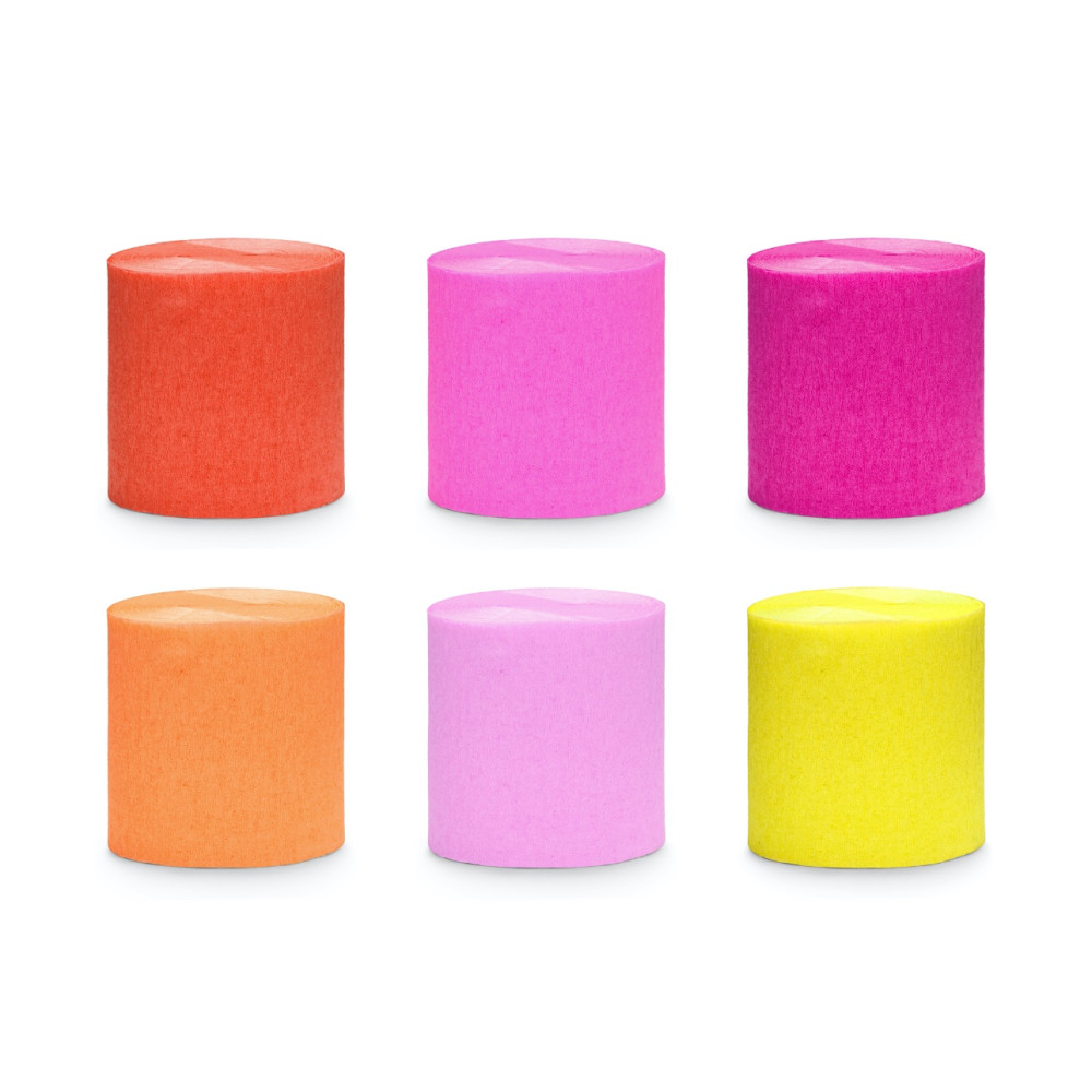 Italian crepe paper - pink-yellow, 5 cm x 10 m, 6 pcs.