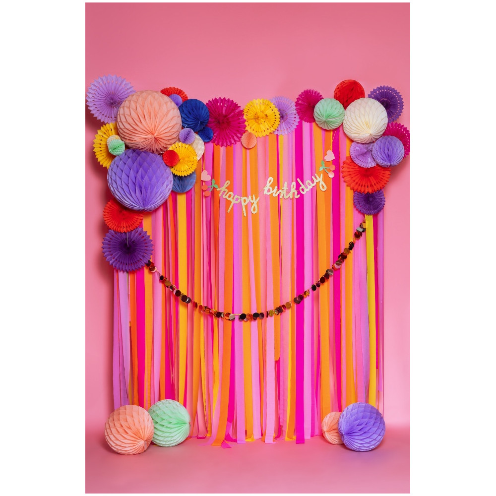 Italian crepe paper - pink-yellow, 5 cm x 10 m, 6 pcs.