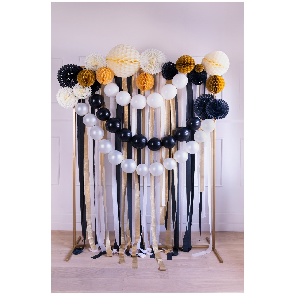 Italian crepe paper - black-gold, 5 cm x 10 m, 6 pcs.