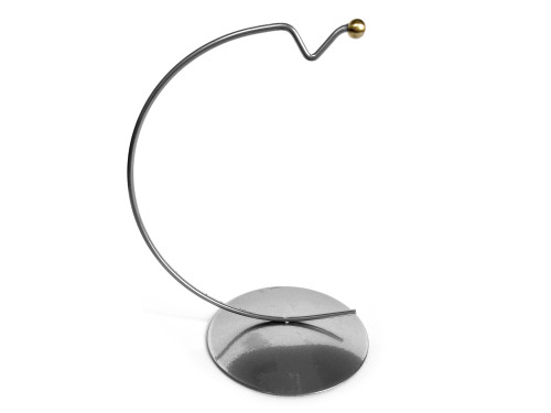 Stojak, wieszak metalowy na bombkę - srebrny, 17 cm