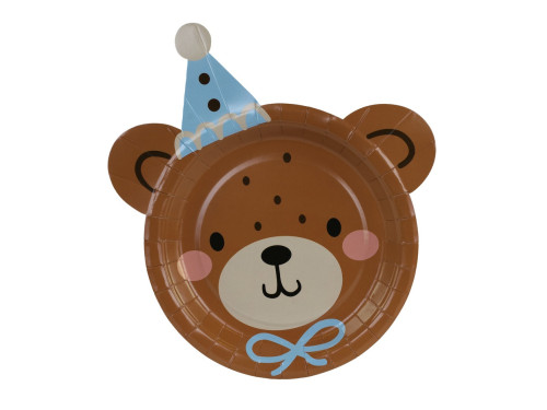 Teddy Bear paper plates - 21 x 23 cm, 6 pcs.