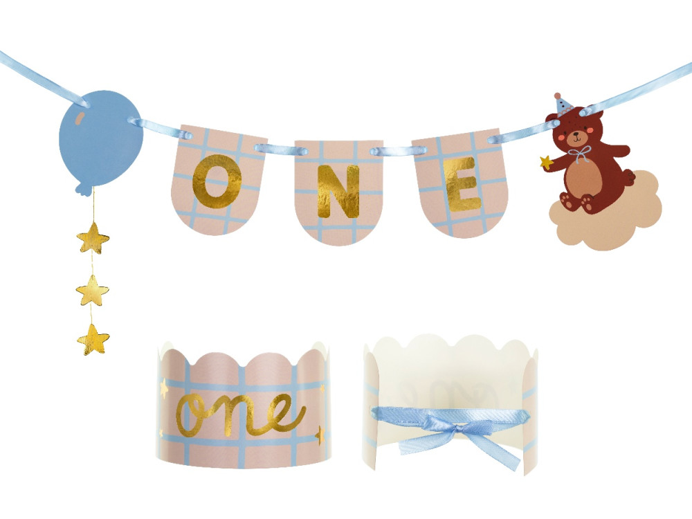 Banner and crown One - 50 x 20,5 cm, 2 pcs.