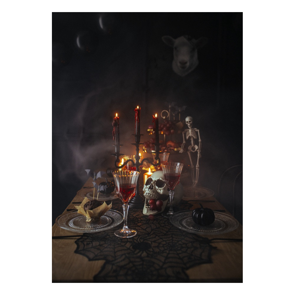 Halloween bleeding candles - black and red, 20,4 cm, 3 szt.