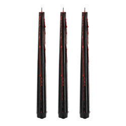 Halloween bleeding candles - black and red, 20,4 cm, 3 szt.