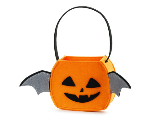 Felt bag for halloween candies Pupmkin - orange, 35 x 18 x 8 cm