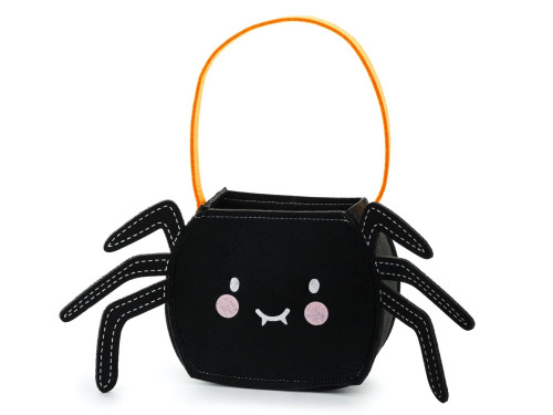 Felt bag for halloween candies Spider - black, 35 x 18 x 8 cm