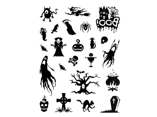 Tatuaże Halloween - DpCraft - czarno-białe, 23 szt.