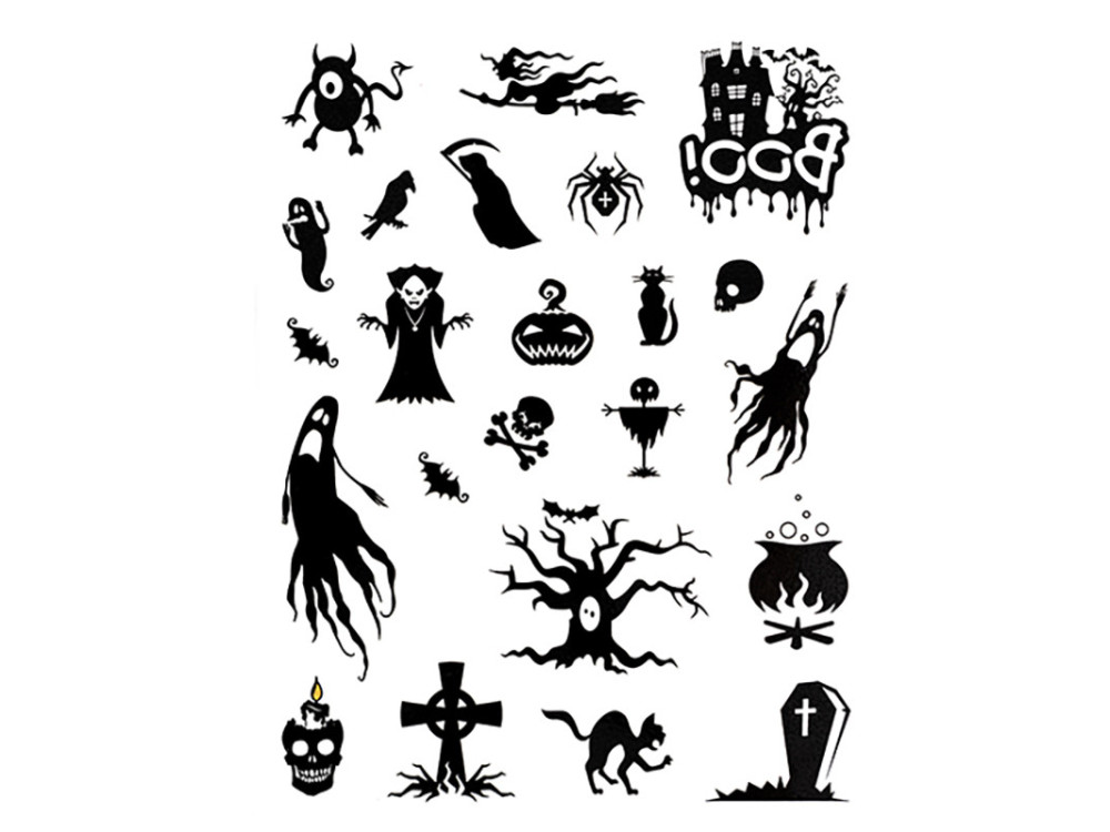 Tatuaże Halloween - DpCraft - czarno-białe, 23 szt.