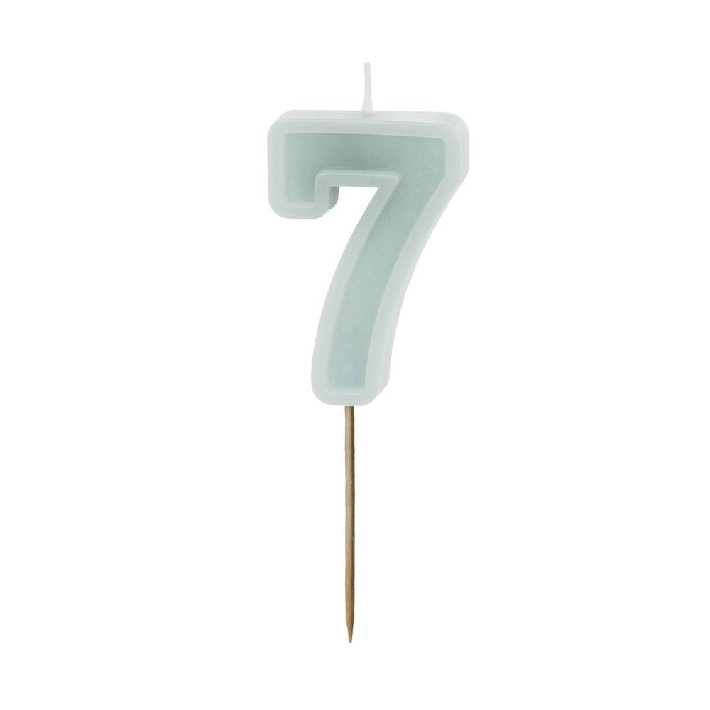 Świeczka urodzinowa cyferka 7 - jasna mięta, 6 cm