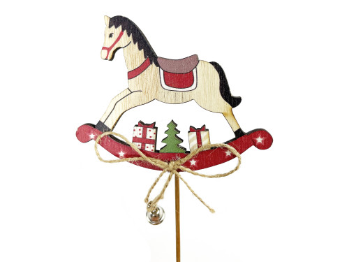 Wooden horse on stick - 10 x 8 cm