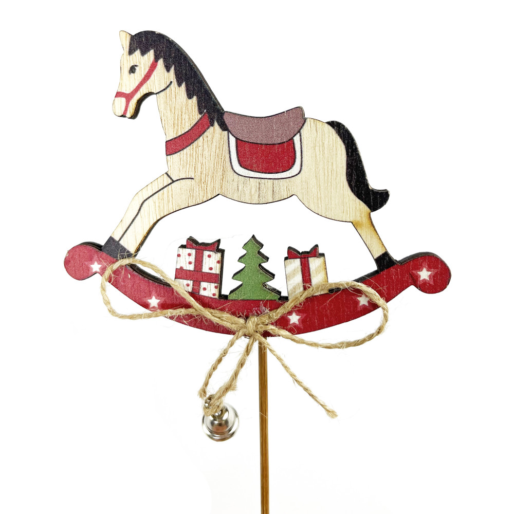 Wooden horse on stick - 10 x 8 cm
