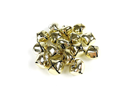 Dzwoneczki metalowe - złote, 1,5 x 2 cm, 16 szt.