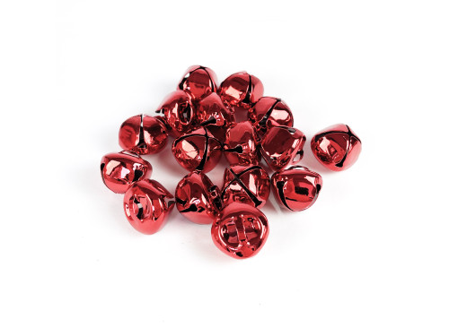 Metal bells - red, 1,5 x 2 cm, 16 pcs.