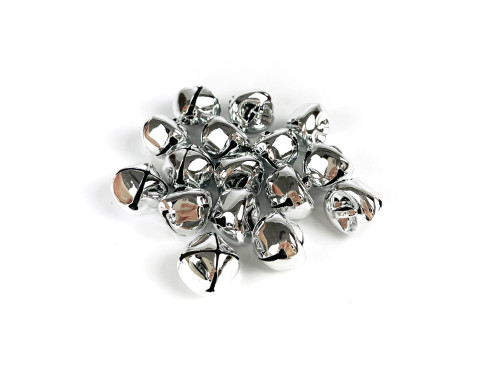Dzwoneczki metalowe - srebrne, 1,5 x 2 cm, 16 szt.