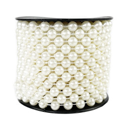 Christmas tree bead chain - white pearl, 5 mm x 10 m